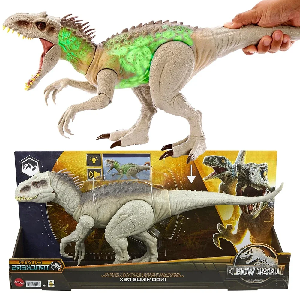 Jurassic World Camouflage 'N Battle Indominus Rex Dinosaur Toy Con Luci Suoni Chomp Side To Side Neck Motion Gift Hnt63