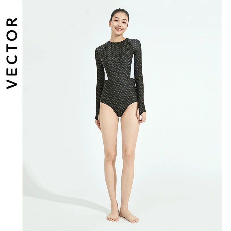 2023 Surfing Sport Swimsuit Long Sleeves Women One Piece Swimsuit Swimwear Solid Monokini Bathing Suit Tropical Bodysuit Female