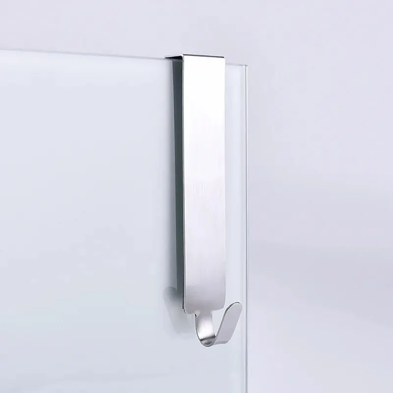 Stainless Steel Glass Door Mounted Detachable Hanger with Non-Perforated Clothes Hook