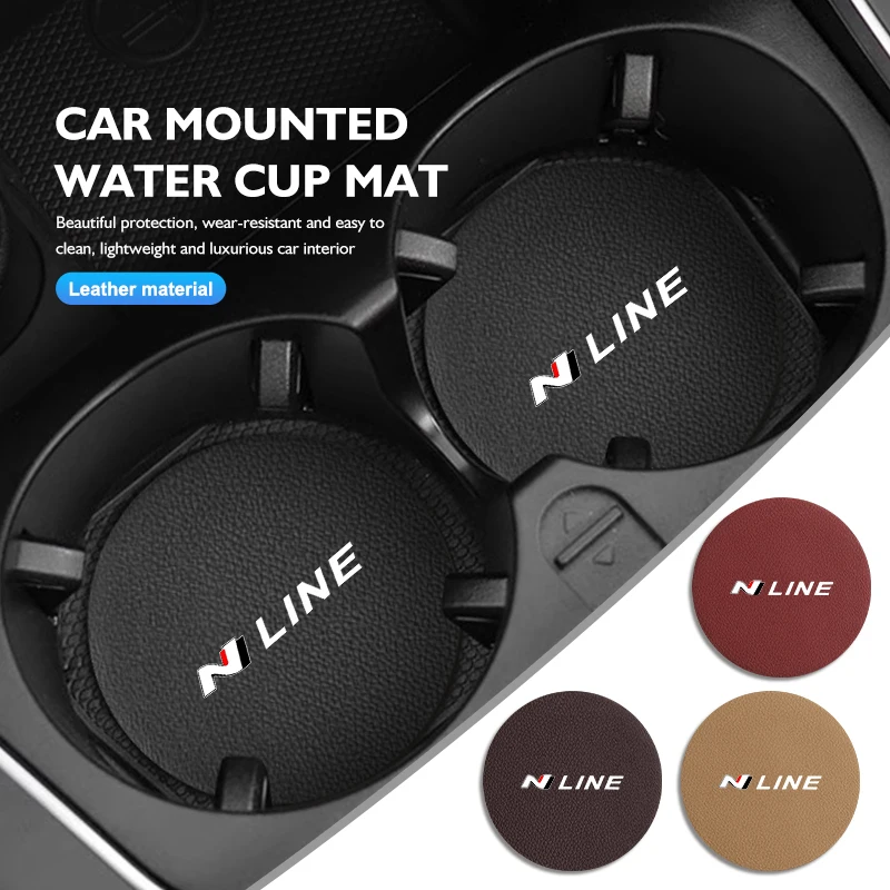 Universal Car Coaster Anti-Slip Mats Water Cup Drink Pads For Hyundai N LINE i30 i20 Sonata Accent Tucson Elantra Azera