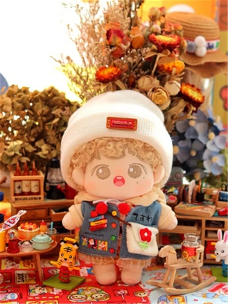 10CM Star Plush Doll Clothes with Denim Jacket Yellow Shorts10CM