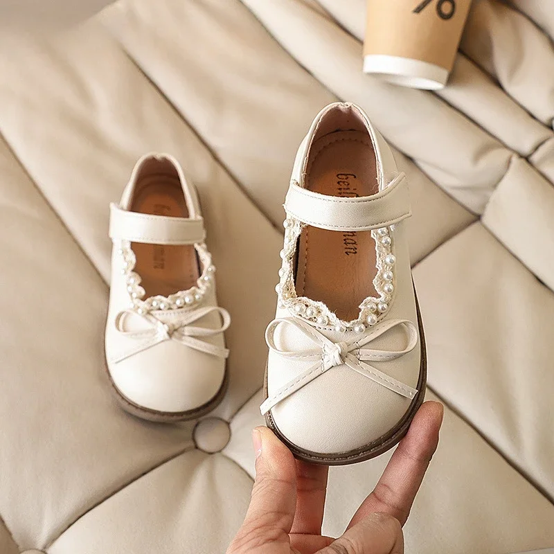 Girls Leather Kids Shoes Sweet Ruffled Edge Lolita Style