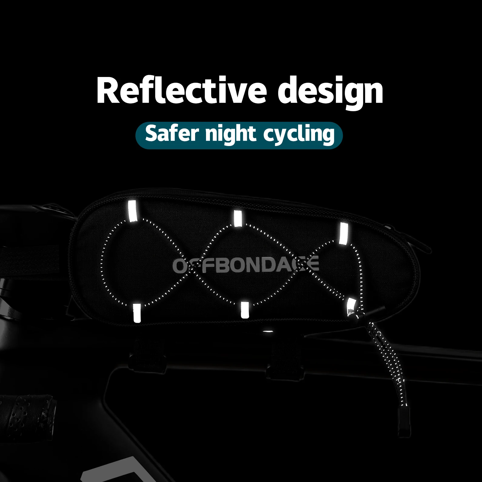 Borsa da Bici OFFBONDAGE per Tubo Superiore, Riflettente, Grande Apertura, per MTB e Bici da Strada, Porta Telefono, Borsa Portaoggetti, Accessorio - immagine 5