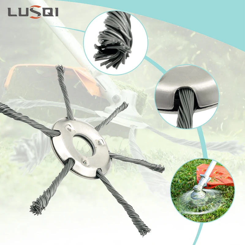 Steel Wire Wheel Head 8/9inch Upgraded Grass Trimmer Head Universal Weed Brush Removal Moss Rust Fit Gasoline Brushcutter LUSQI grass trimmer head grass trimmer aluminum trimmer head