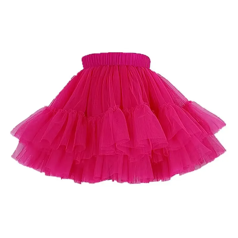 

Красная юбка-пачка, Рождественская Принцесса для девочек, Женская юбка для балета, детская юбка с эластичной талией, детское полуплатье