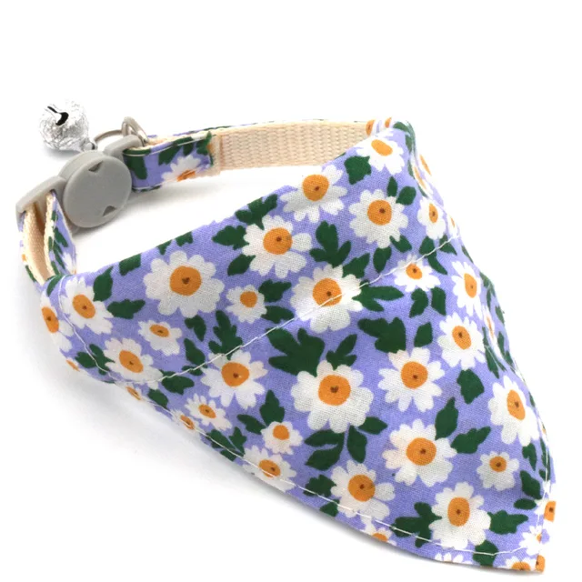 Adjustable Little Daisy Dog Neck Scarf Puppy Breakaway Pet Cat Dog Kitten Collar Bandana Kitten Accessories for Small Dogs 2