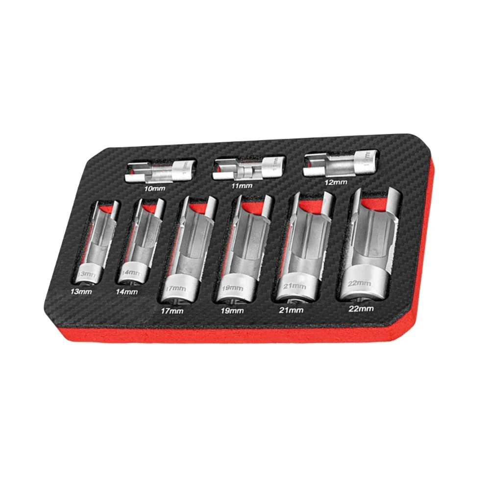 9pcs Oxygen Sensor Open Oil Pipe Disassembly Sleeve Wrench Tools 10-22mm Flare Nut Socket Set Car Repair Tool