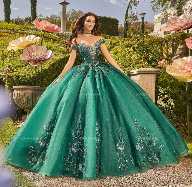 emerald green sweet 16 dress Long Glitter Quinceanera This stunning long gown is perfect for your Quinceanera Lavender Sweet 16 Dresses Ball