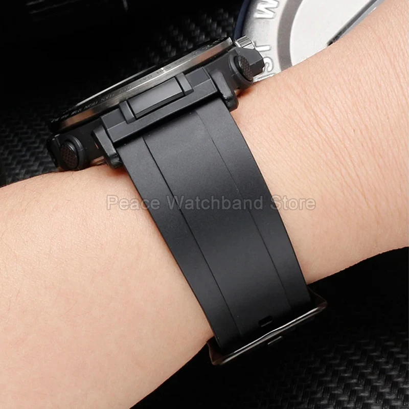 Sleek Black Watch Strap Connector with Special Plastic End Links