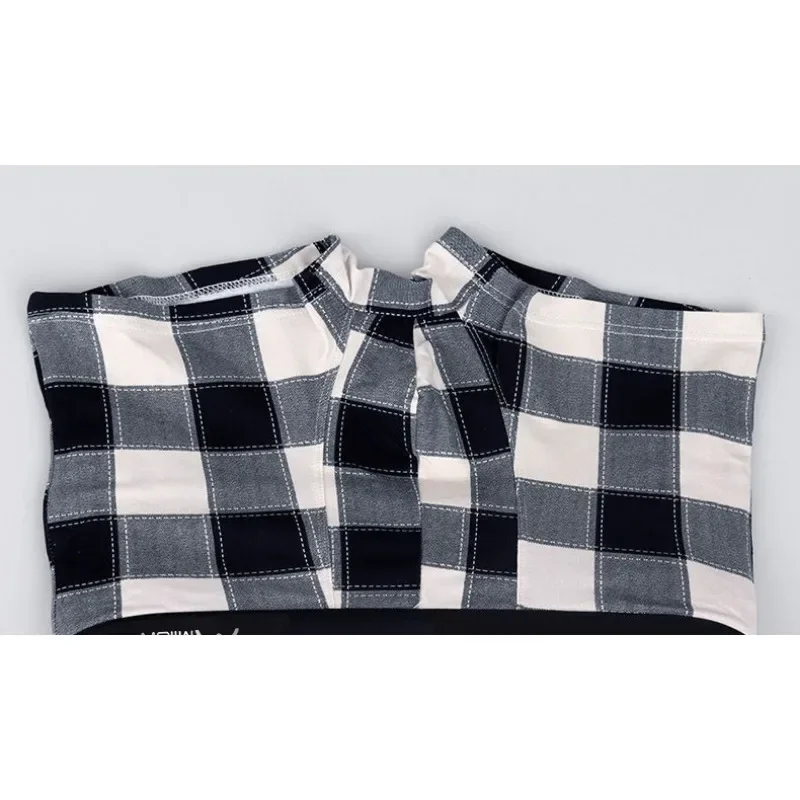 2024 New Men's Panties  Adult Underwear Cotton Boxer Panties Large Size Mid-rise Breathable Boxers Plaid Briefs Underpants