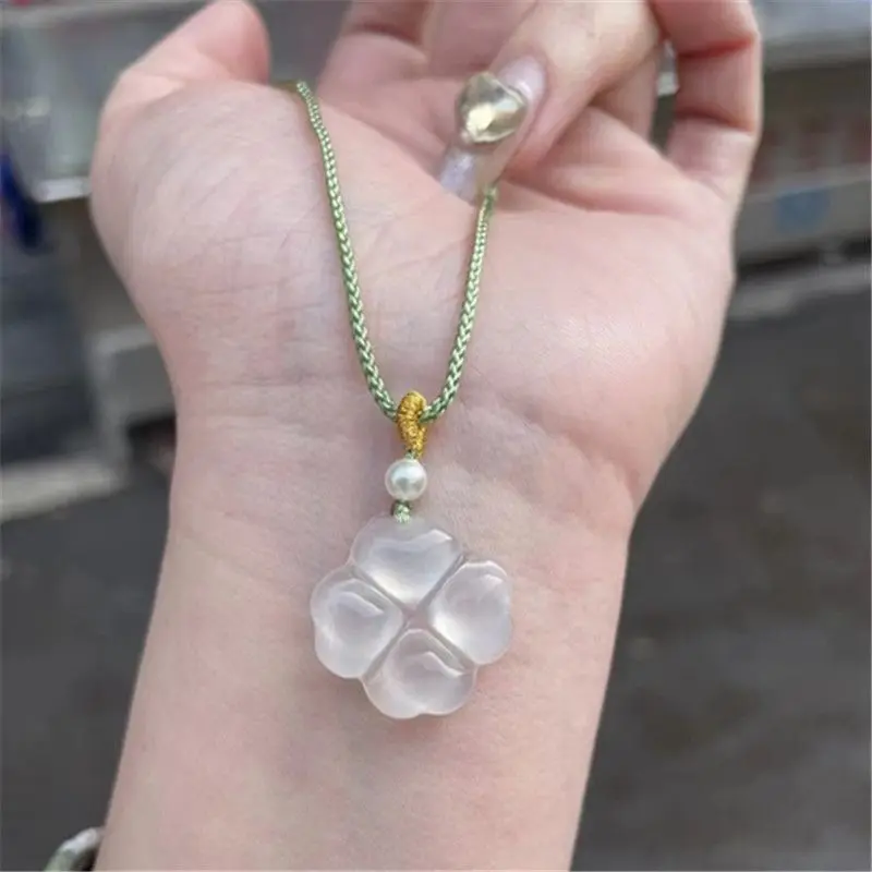 Chalcedony 네잎 클로버 펜던트, 여성용 인기 쥬얼리, 다목적 기질