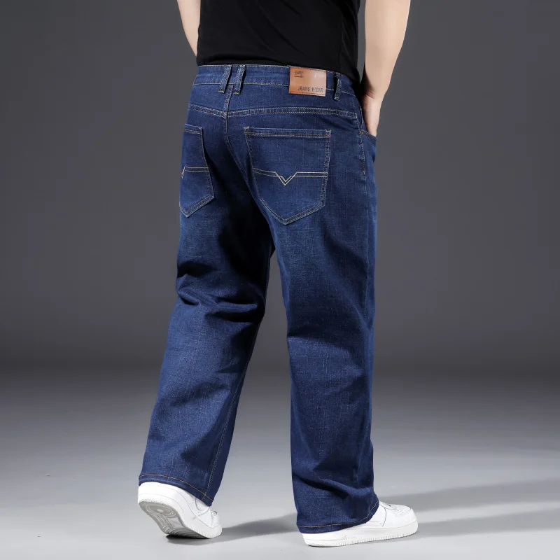 Fashion 10XL Oversize Jeans Men Fat Loose Trousers Casual Cargo Pants Jeans Men Black Baggy Jeans Comfortable Work Daily Jeans