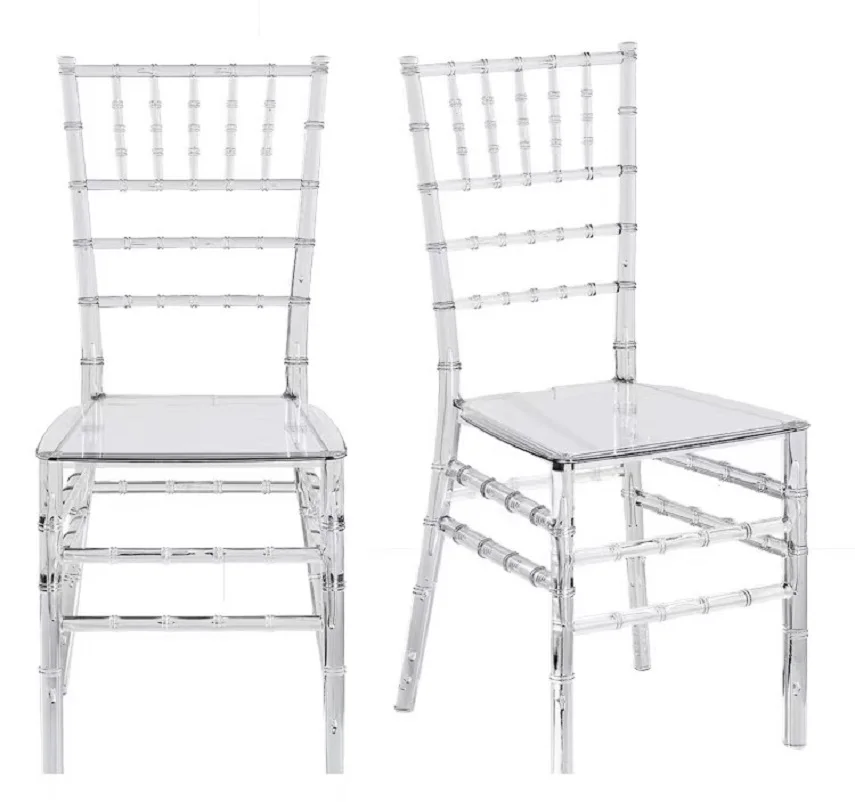 Integrated Acrylic Transparent Crystal Chair, Outdoor Plastic Napoleon Chiavari Chair For Hotel Banquets And Weddings