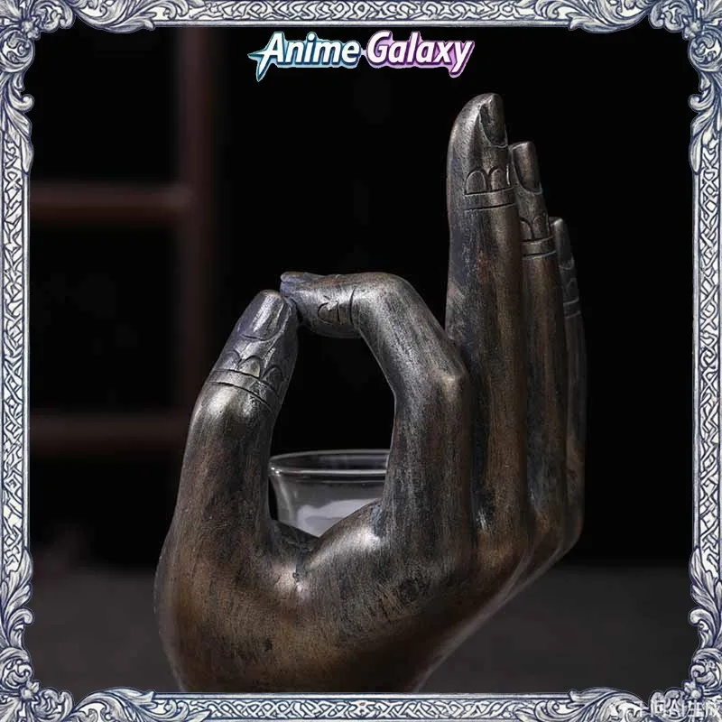 무상표 부처님 손 모양 티라이트 캔들 홀더 레진 빈티지 젠 장식품 홈 거실 데스크탑 명상 장식 소품