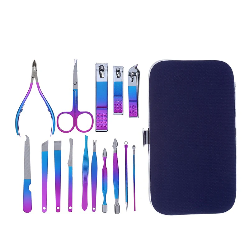 

Storage Box Manicure Set Manicure Beauty Nail Care Set Colorful Collection Tool Bag with Buckle Blue Bag A Set
