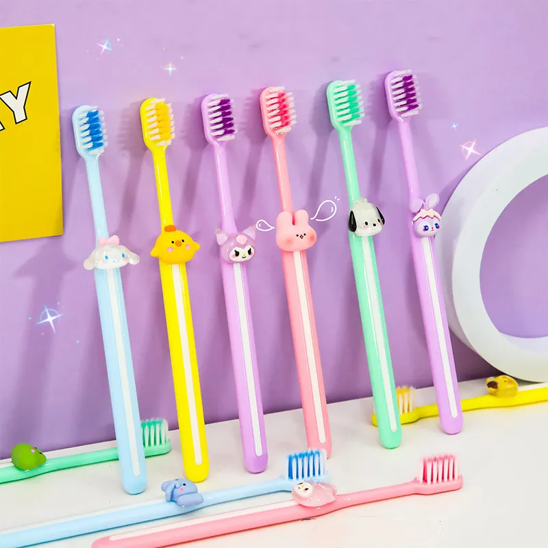 

Kawaii Sanrio Toothbrush Mymelody Kuromi Cinnamoroll Cartoon Student Adult Household Fine Hair Toothbrush Cleaning Toothguard