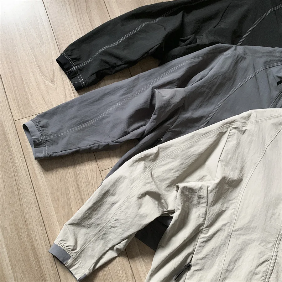 골드윈 0 일본산 립스탑 스탠드 칼라 자켓 남녀공용 윈드브레이커 캠핑 코트 3D 테일러드 하이킹 쉘 탑
