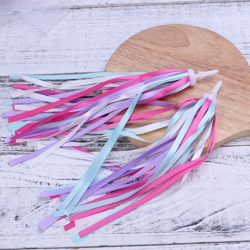 1 Pair Kids Rainbow Bike Streamers For Girls Boys, Baby Colorful Bicycles Grips Tassels Ribbon Easy Attach To Handlebar