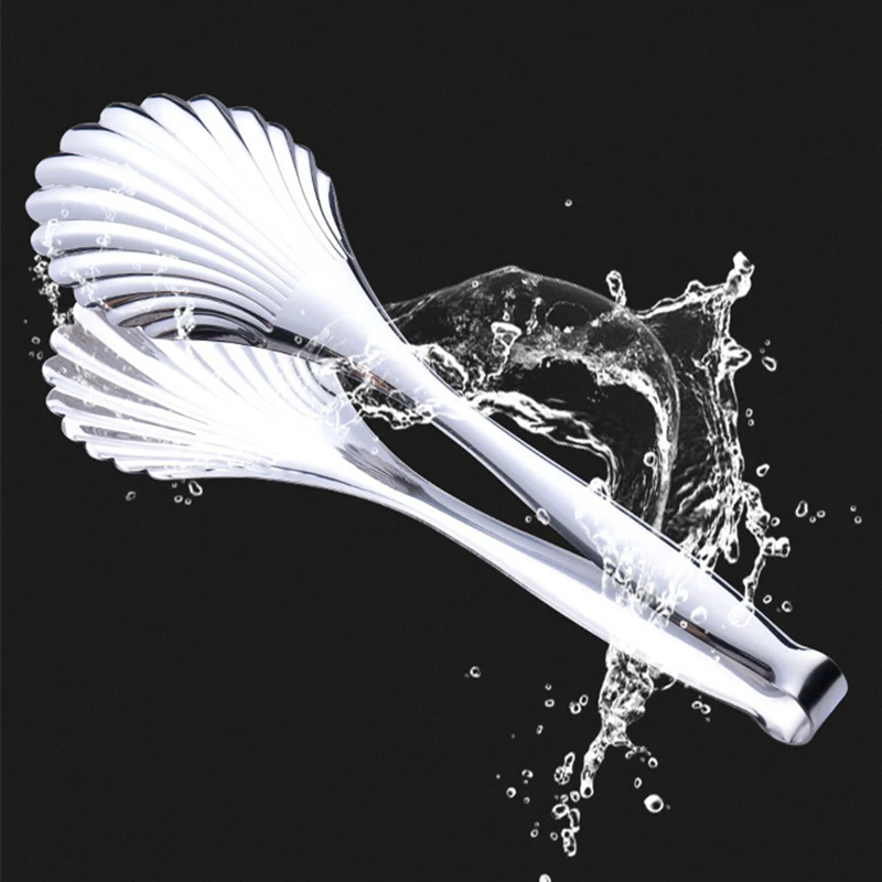 Silver Shell Head Stainless Steel Food Tongs Baking Bread Clamp Barbecue Clips Non-Stick ​et Steak Tong Cooking Utensils