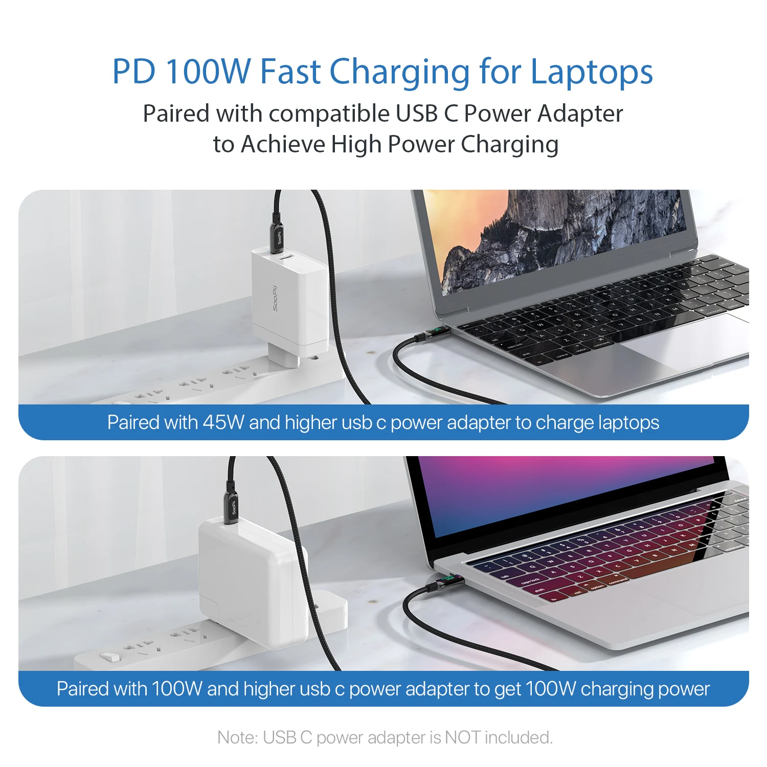 Soopii 100w 5a tipo c Cabo Display Led Usb c para Usb c Cabo de Carregamento Rápido para Telefones Inteligentes Macbook Tipo-c Cabo de Carregamento - Image 4