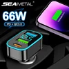SEAMETAL 66W Quick Charge Car Phone Charger PD+QC3.0 3-Ports Super Charging Cigarette Lighter Adapter for iPhone Xiaomi Samsung 1