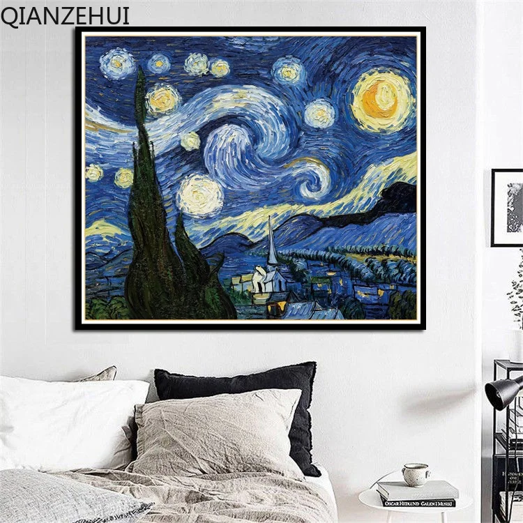 DIY Cotton Thread 11CT Printed Starry Night Starry Sky Full Embroidery Scenery Cross Stitch Kits Embroidery Needlework