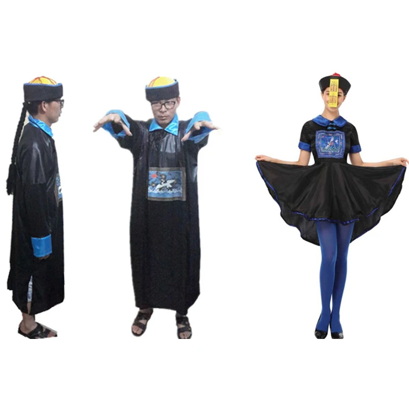 

Halloween Cosplay Adult Chinese Qing Dynasty Zombie Scary Ghost Clothes Official Clothes Death Clothe Huangshan Taoist Costume