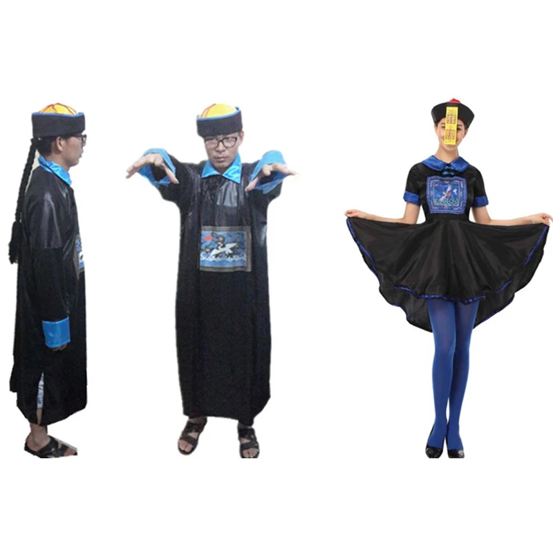Halloween Cosplay Adult Chinese Qing Dynasty Zombie Scary Ghost Clothes Official Clothes Death Clothe Huangshan Taoist Costume