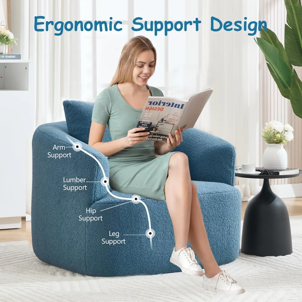 Velvet Swivel Accent Chair, 360° Rotating Barrel Armchair, Comfy Teddy Velvet for Living Room Bedroom Office