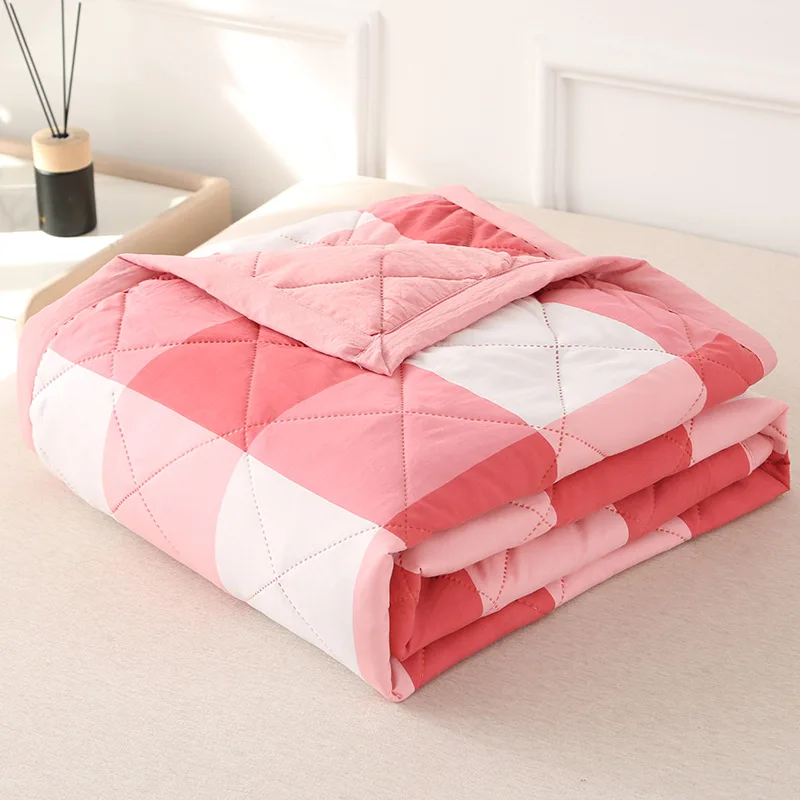 Plaid Summer Quilt Washed Cotton Air Condition Thin Comforter Blanket Bedspread for Single Double Queen King Bed Coverlet summer quilt