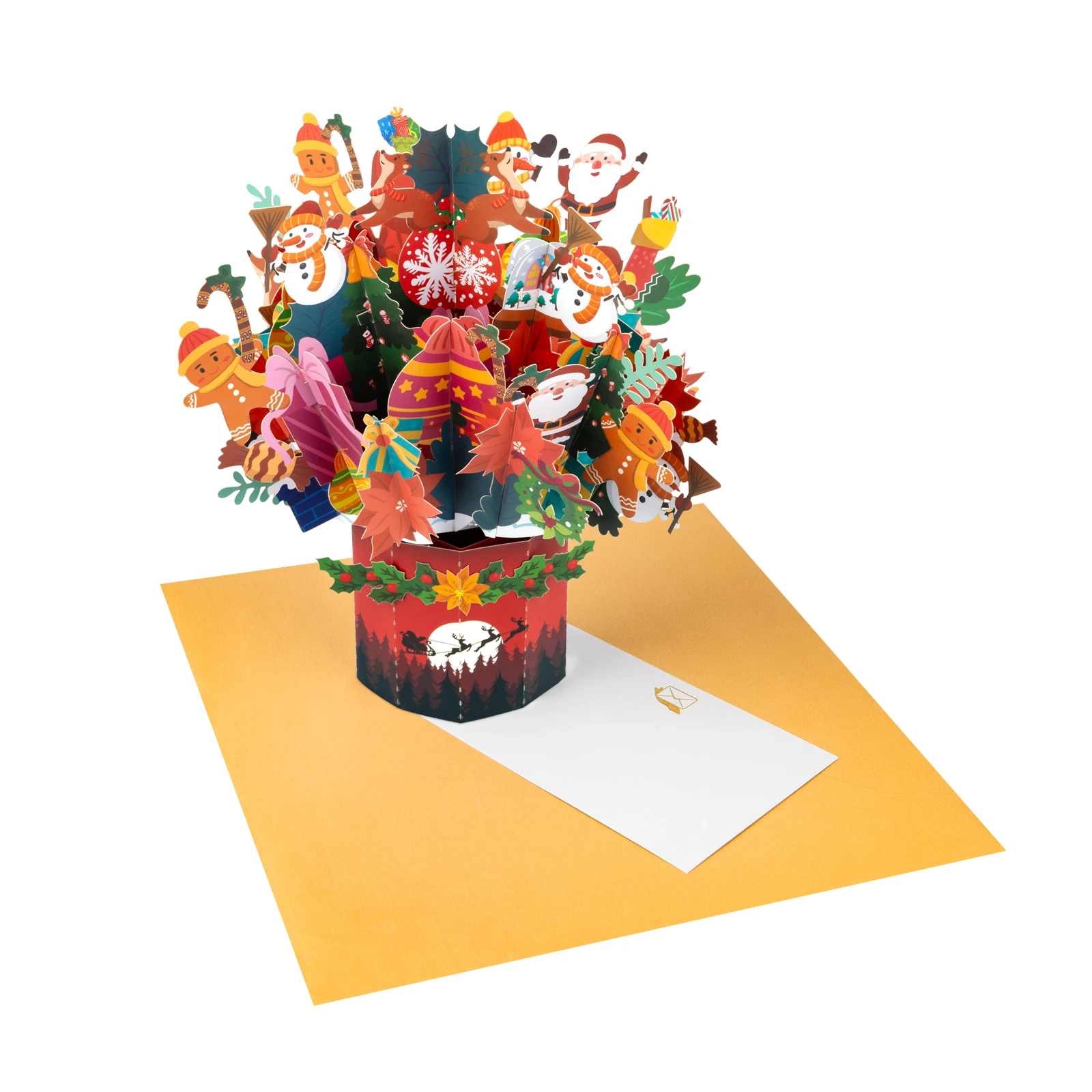 Christmas Tree Pop Up Card, 3D New Year Card, Christmas Bouquet Pop-up Card