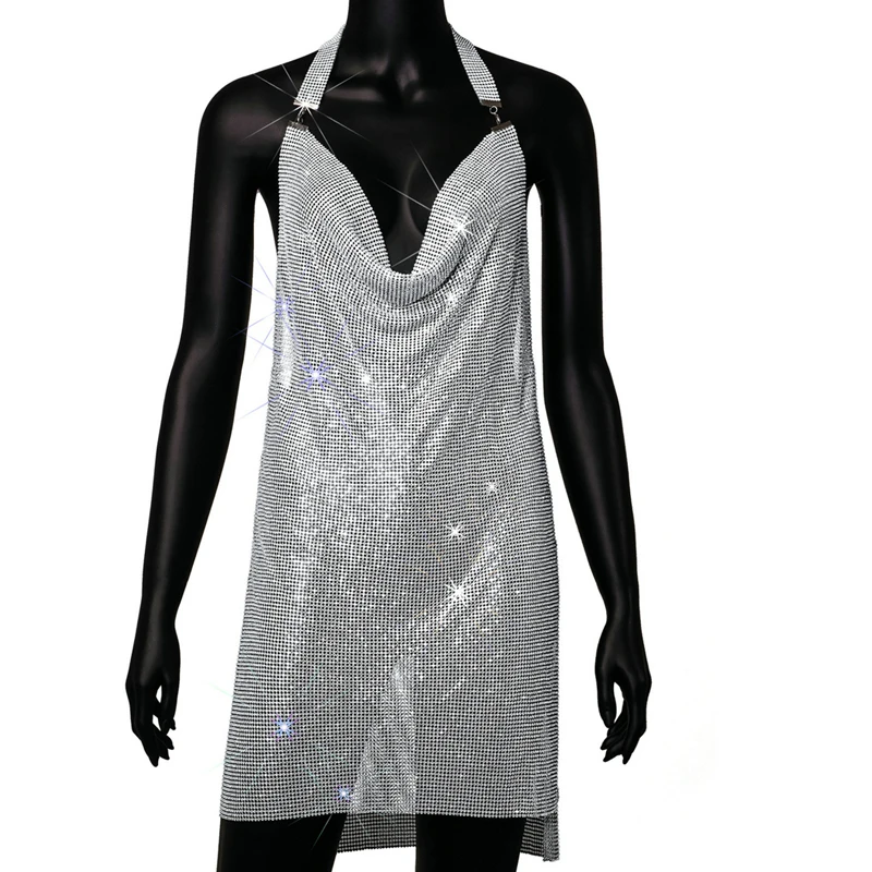 Hohe Qualität Elegante Kristall Diamant Frauen Sommer Seite Spieß, Figurbetontes Kleid Vintage Sexy Party Kleider Strass Luxus Vestidos – Detail 8