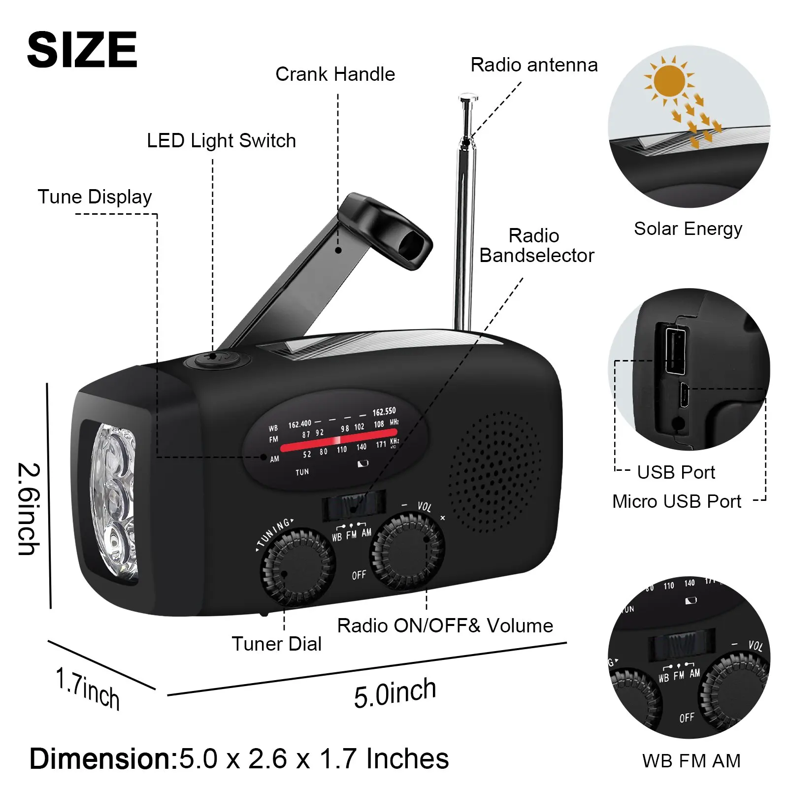Solar-Hand-Crank-RADIO-Power-Bank-Portable-AM-FM-Weather-Radio-With ...