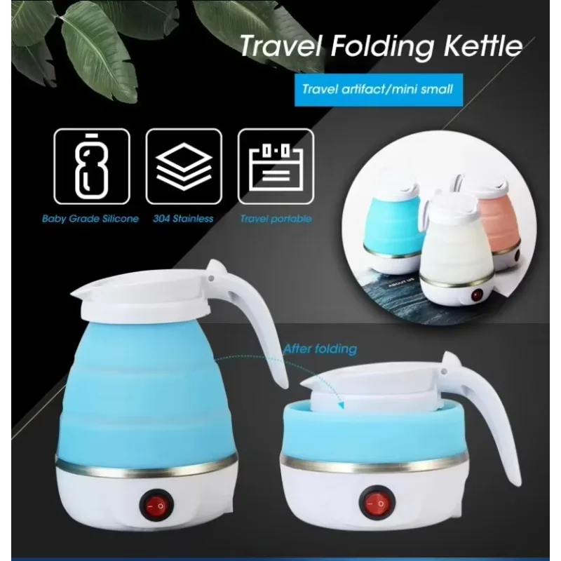 600ML Travel Household Folding Kettle Silicone304 Stainless Steel Portable Kettle 110V/220V Kitchen Appliances Water Kettle 2