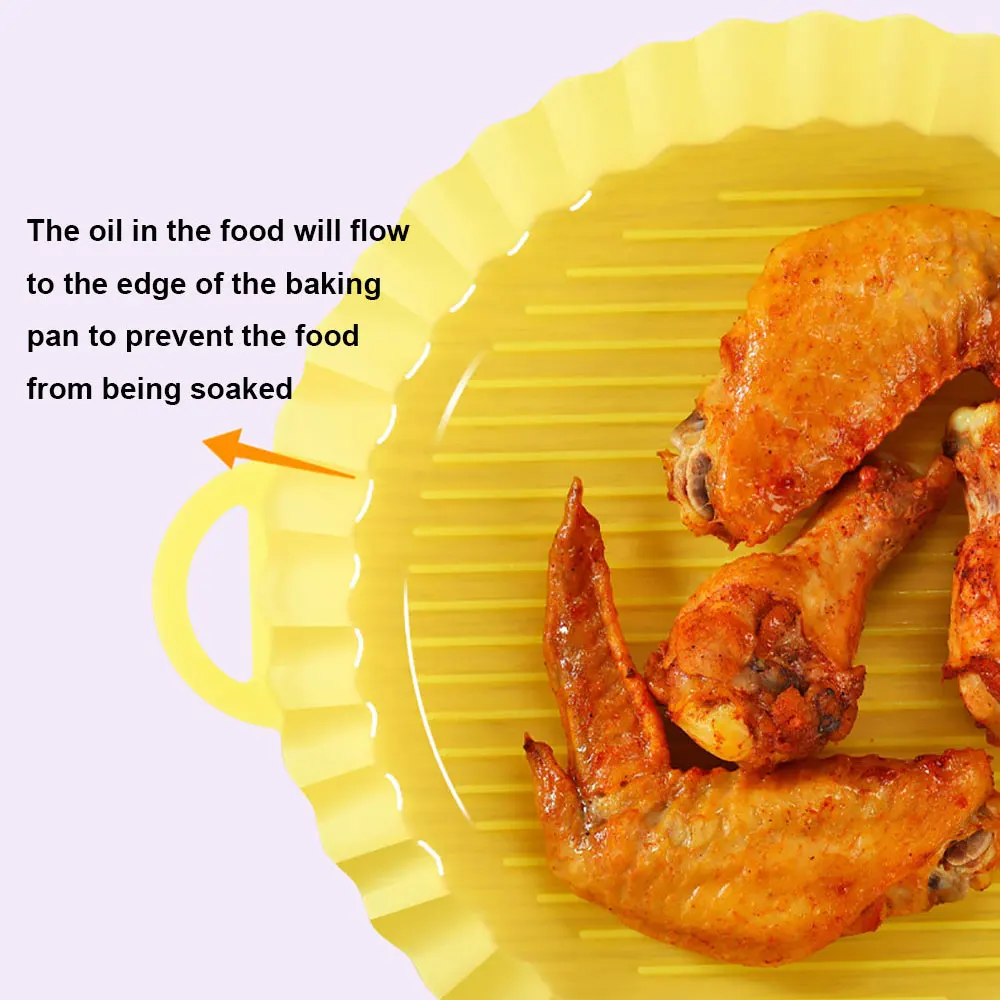 Silicone Air Fryer Oven Baking Tray Fried Chicken Basket Mat Silicone Pot Round Square Replacement Grill Pan Accessories