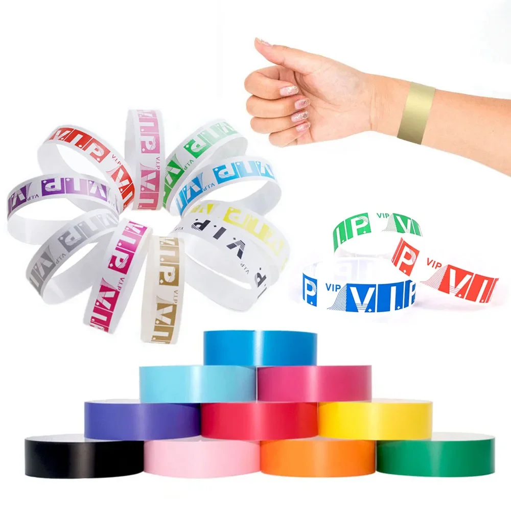 Party Paper Bracelet Synthetic Paper Tickets Plastic Wristbands Sticky Wristband Print Pattern Party Wristbands 1000pcs waterproof paper wristbands