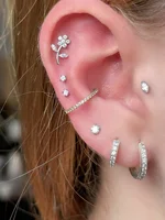8PCS Elegant Synthetic Cubic Zirconia Flower Sweet Earrings Holiday Jewelry Accessories 1
