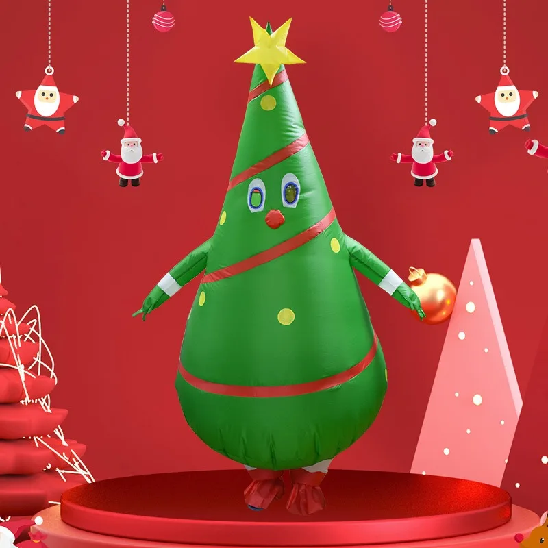 

Christmas Tree Inflatable Costume Cosplay Moveable Christmas Tree Prop Christmas Doll Decoration Cute Christmas Stage Dress Up