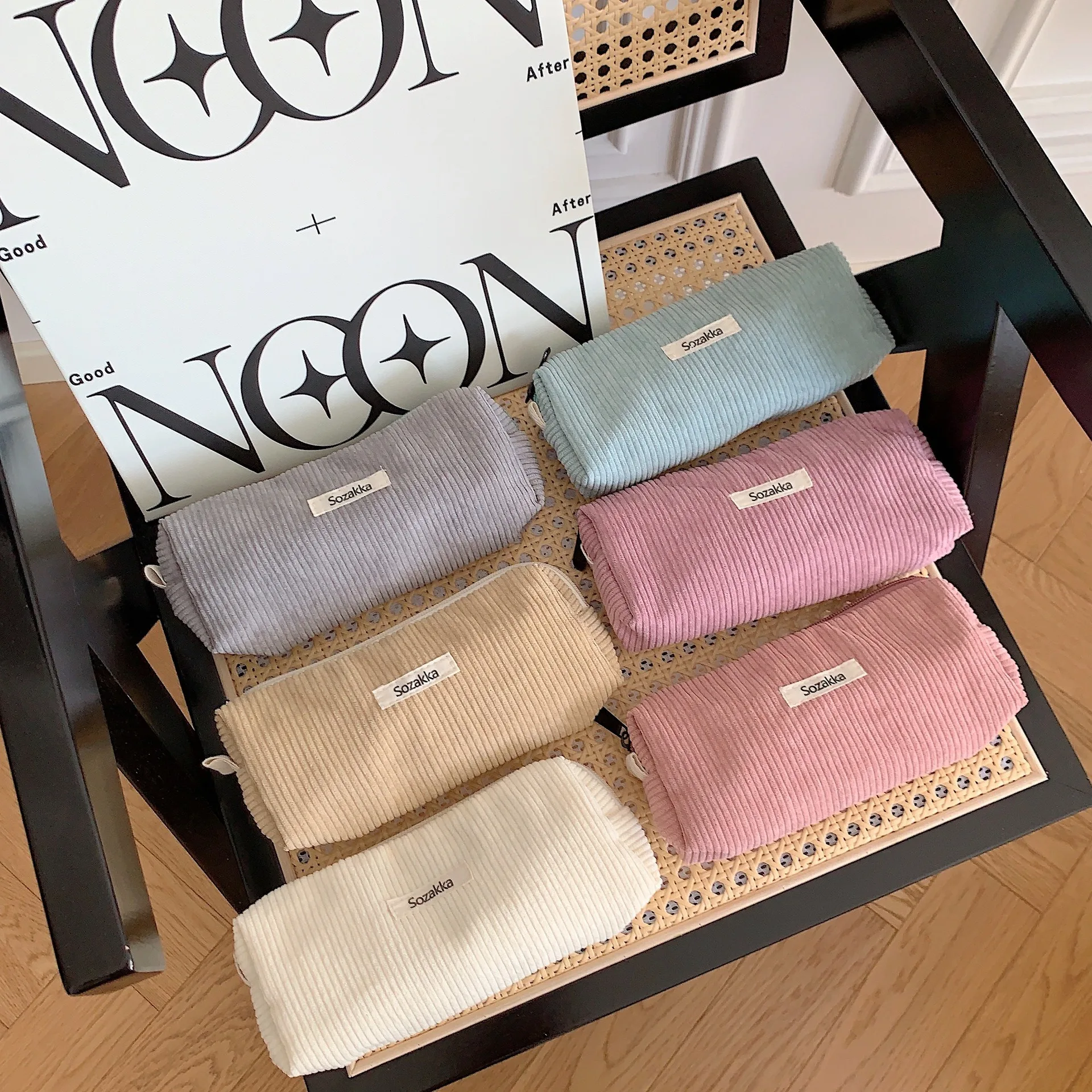 Cute Corduroy Pencil Cases Travel Cosmetic Lipstick Purse Storage Bag Student Handbags School Stationery Organizer Pouch Pen Bag 2