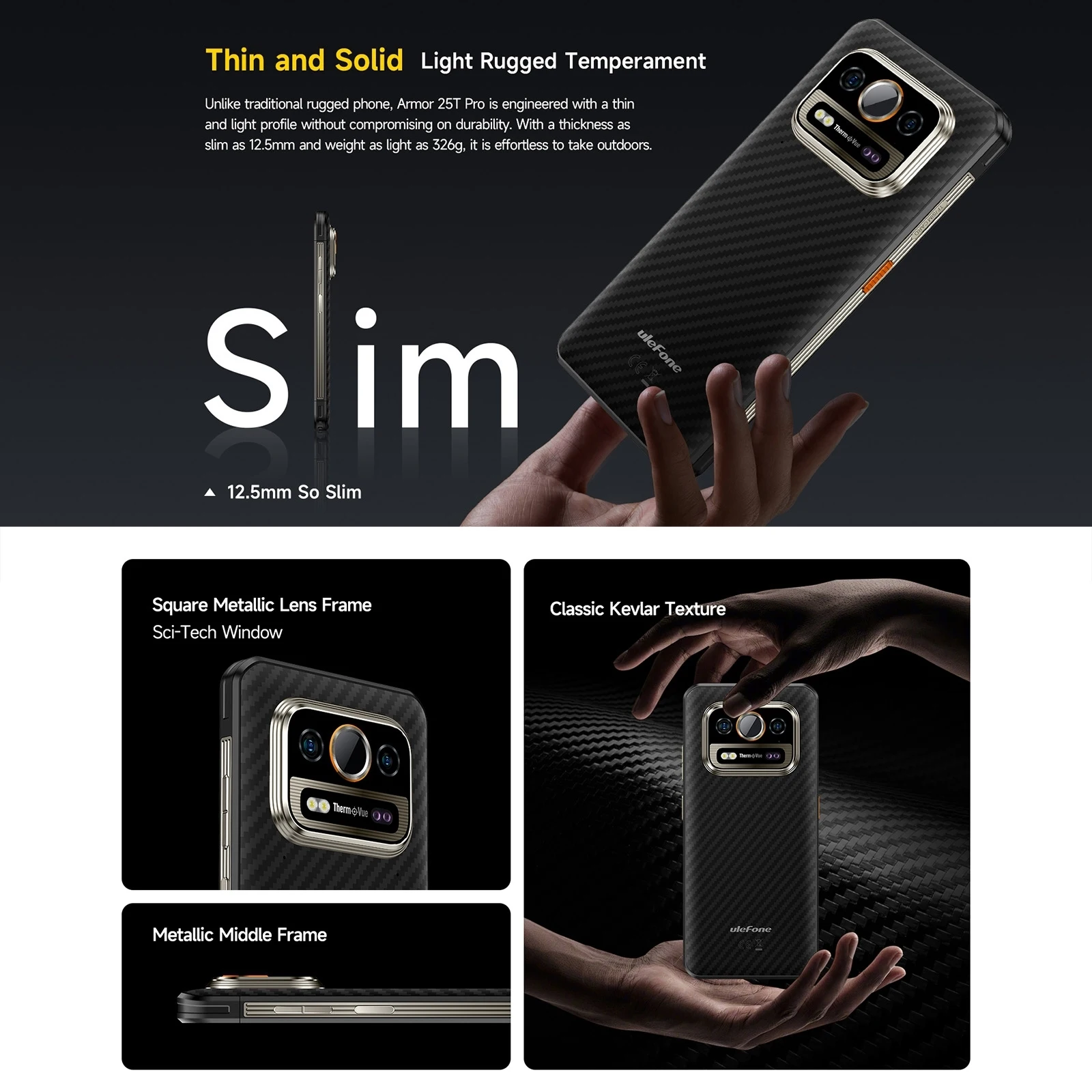 Ulefone Armor 25T Pro 5G Rugged Smartphone 6GB+256GB  6.78'' Thermal Imaging Android 14 33W 50MP+64MP 6500mAh NFC 5G Smartphone