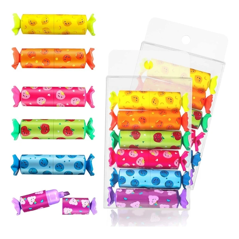 미니 파스텔 하이라이터, 캔디 모양 하이라이터 펜, 학교 어린이 플래너용, 6 개