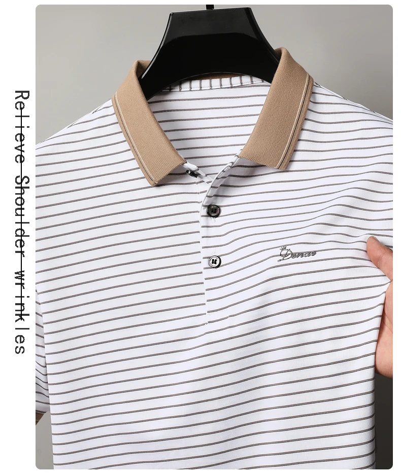 High quality luxury brand short sleeve polo shirt exquisite emboss comfort casual summer lapel T-shirt fashion stripe men's wear 20 Se80eef6123a04324a512f1e476e166e5C