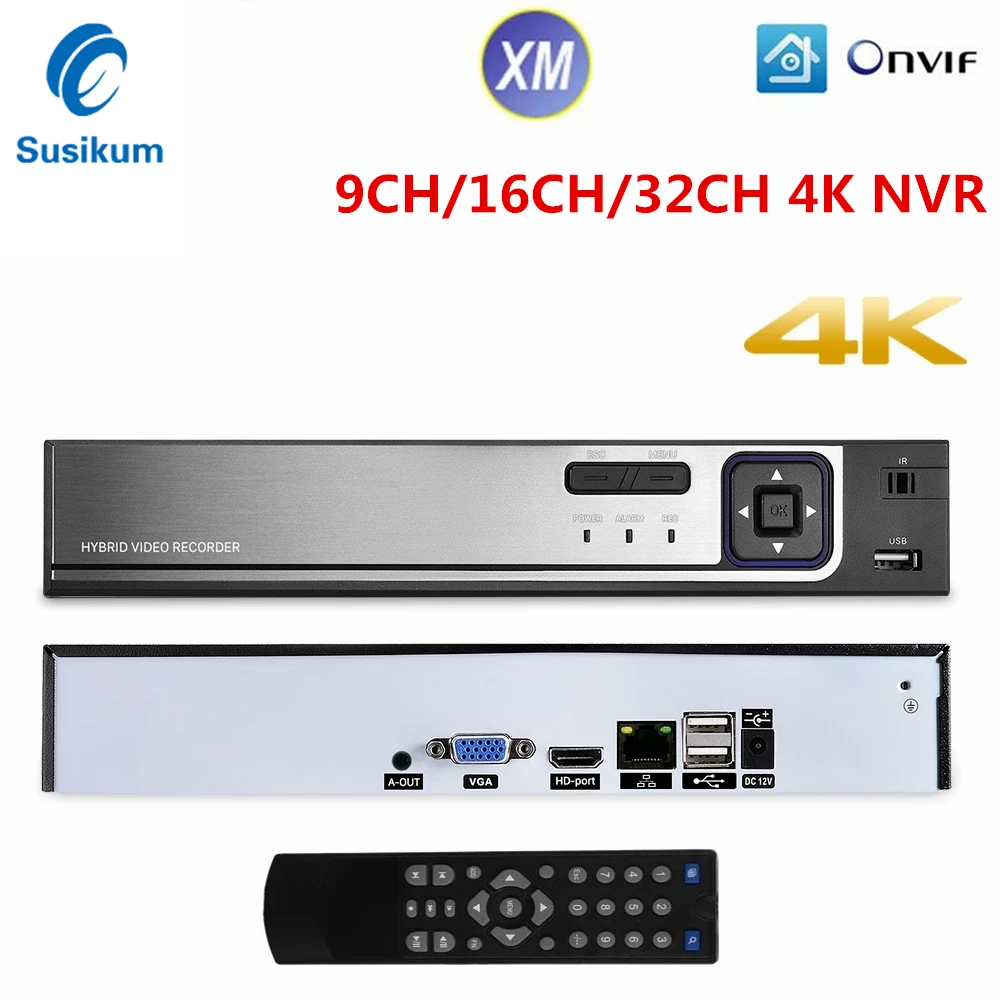 H.265 8MP Network IP NVR Video Recorder 9CH 16CH 32CH CCTV NVR XMEye APP P2P ONVIF For 4K IP Camera System h 265 cctv security nvr 8mp 8ch 16ch 32ch hdmi vga output 4k network video recorder for ip surveillance camera system