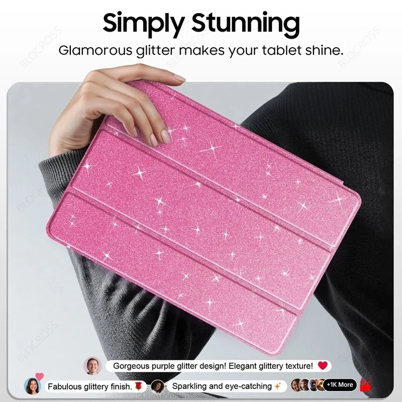 Elegant Sparkling Tablet Cover with Pencil Holder