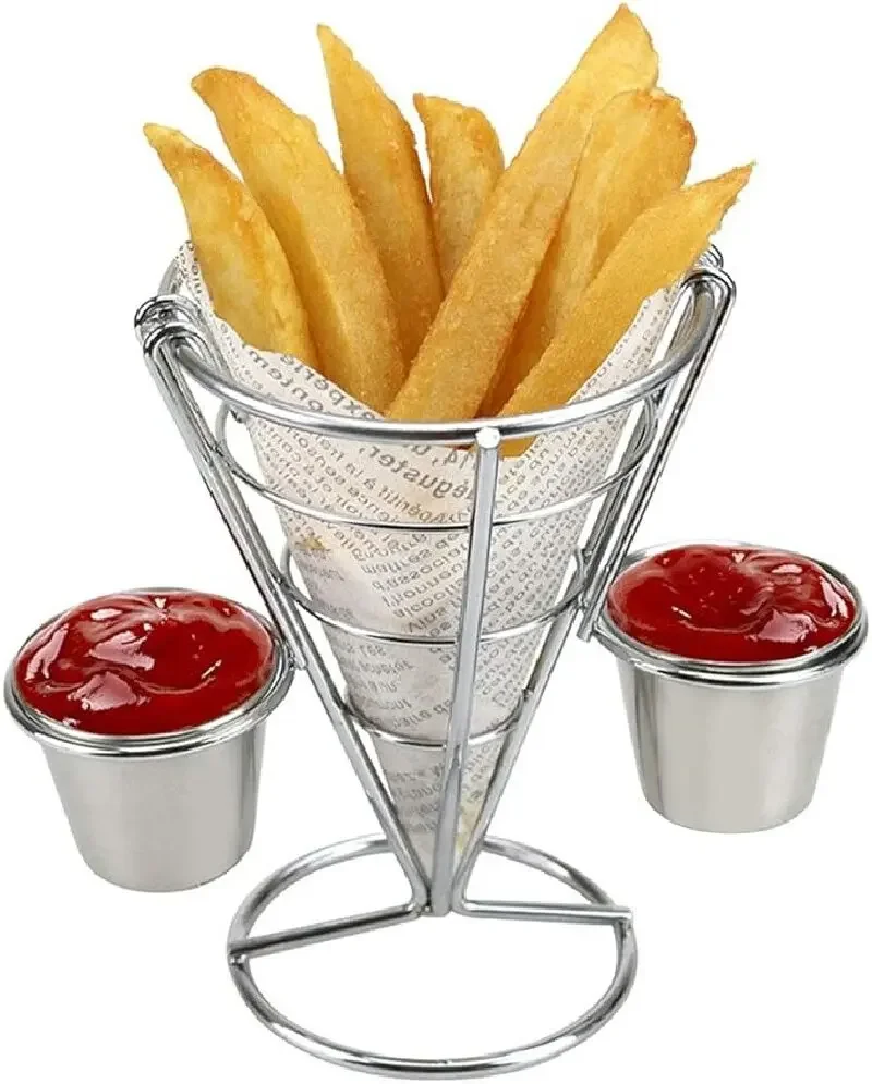 Creative French Fries Basket Wire Basket Cone Holder Stand Pub Nightclub Snack Western Restaurant ​​Potato Chip Holder