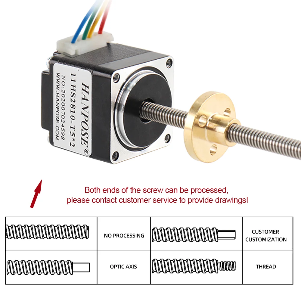 고정밀 스크류 스테퍼 모터, 소형 리니어 스크류 모터, T자형 너트 NEMA11 모델 11HS2810, 토크 0.08N. m