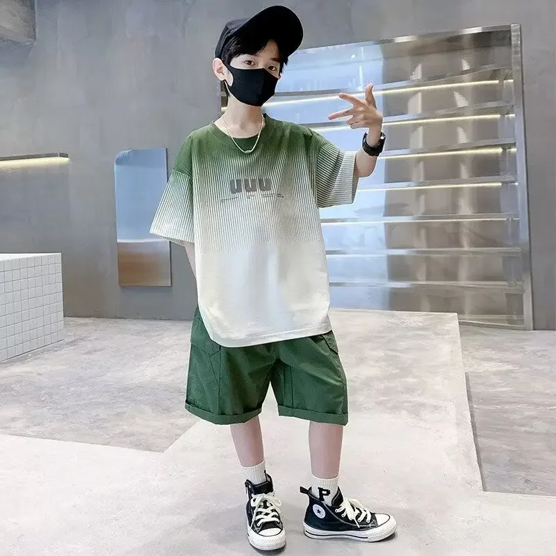 

Children'S Top And Bottom Clothes Set Boys' Summer Suit Boys' Sports 5 6 7 8 9 10 11 12 13 14 15 Year Sets For Children