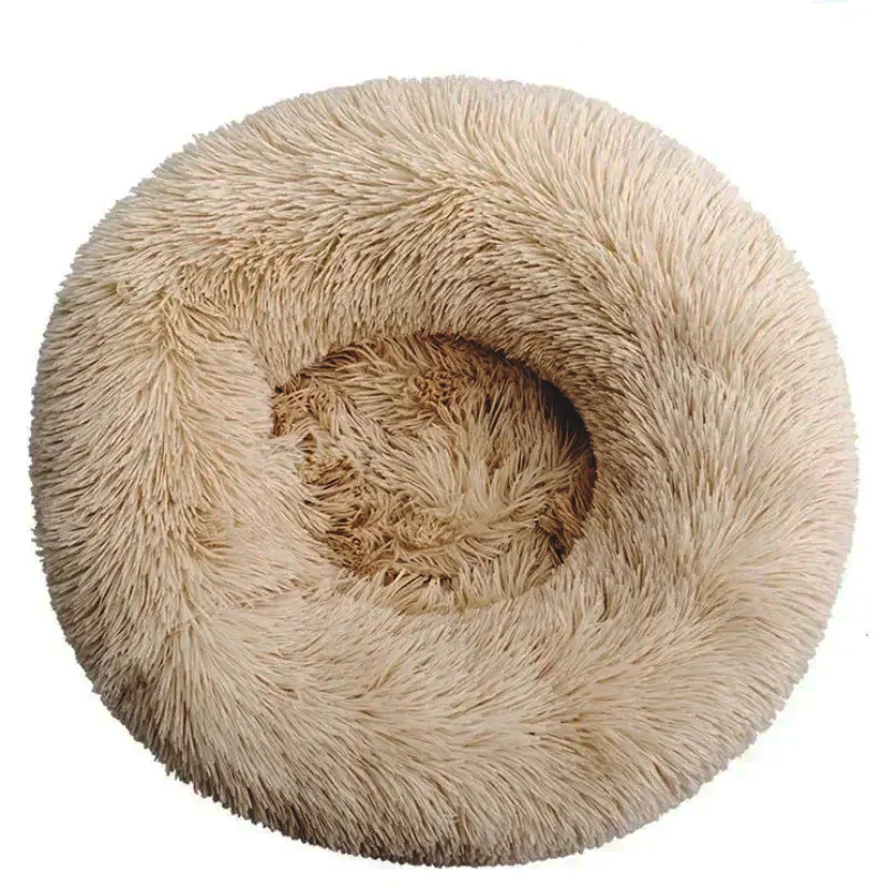 thumbnail image 1 of Cama redonda para mascotas, cama grande para perros, Donut, cama larga de felpa para gatos, casa para perros medianos, perrera para dormir cálida para invierno, sofá extraíble para perros, 1 of 4