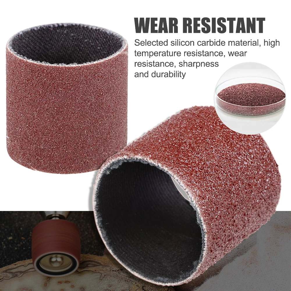 Hampton 11-100 stücke Schleif trommel Set Körnung #80 #112 # mit Schleif dorn Schleif bändern für Dremel Rotations werkzeuge Schleif werkzeuge – Detail 3
