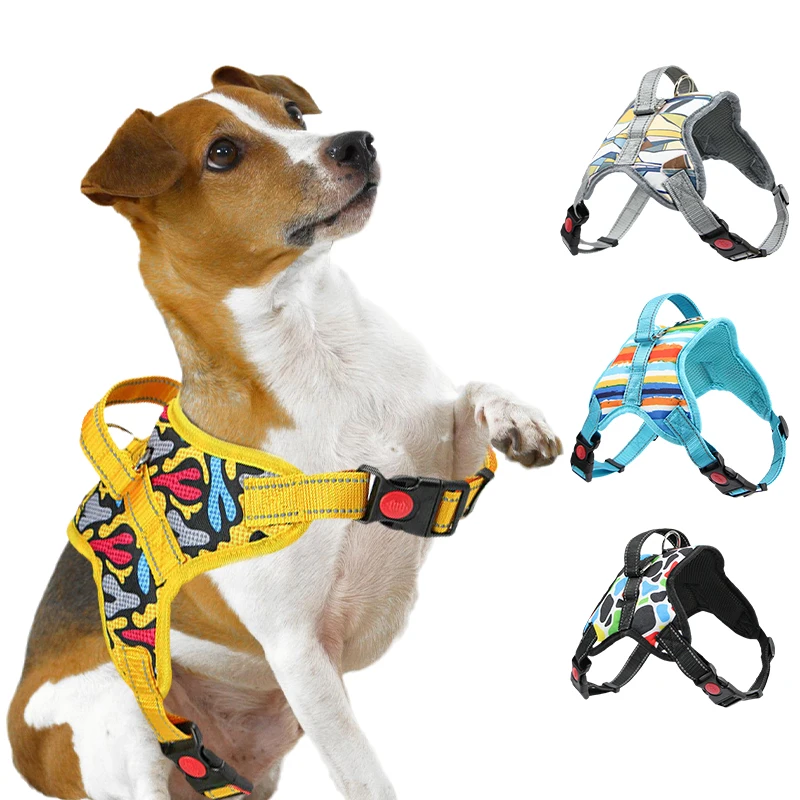 Big Small Medium Dogs Harness Vest Clothes Chest Dog Bright Dog Collar